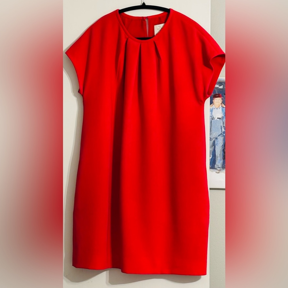 KATE SPADE Red/coral off the shoulder pleated mini dress sz 10